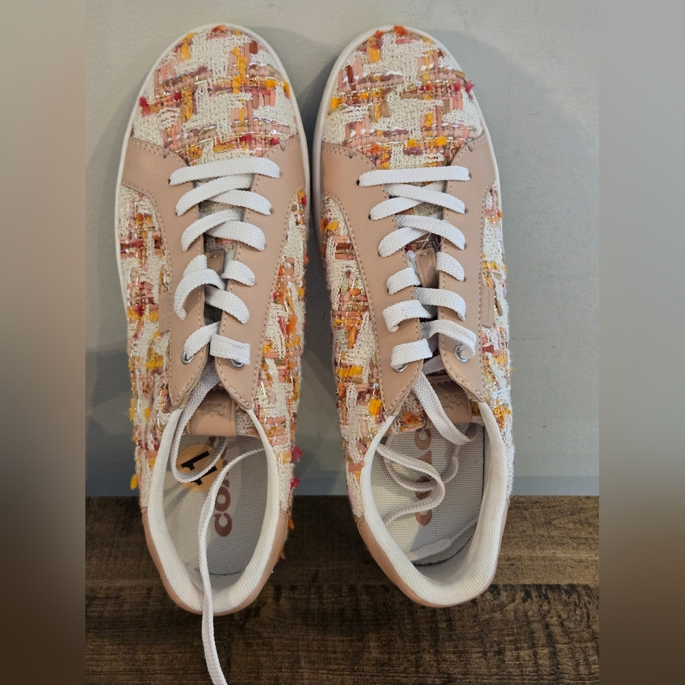 Coach Lowline Natural Multicolor Sneakers with Signature Tweed Pattern SIZE 11 - Picture 16 of 16